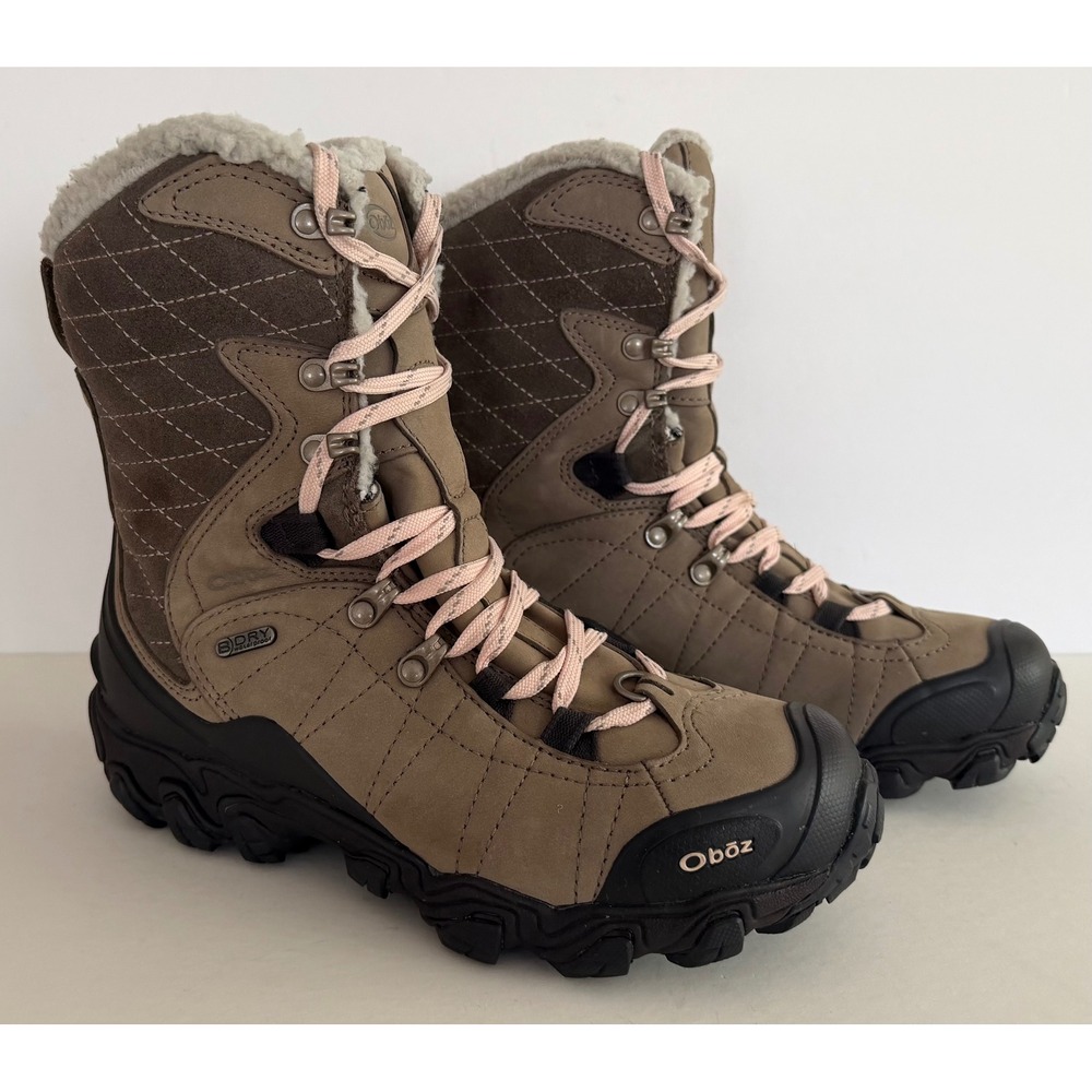 Oboz Womens Bridger 9" B Dry Waterproof Thinsulate Ultra Hiking Boots Brindle 7